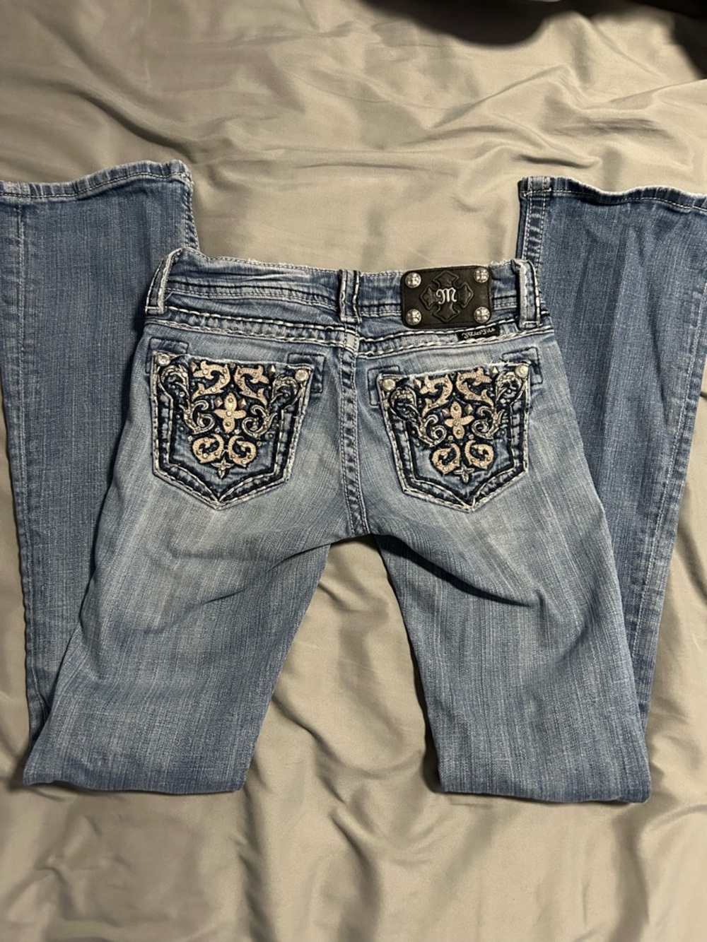 Miss Me Slim Bootcut Jeans with Embroidered Back Pockets